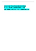 DOSAGE CALCULATIONS 3RD CANADIAN EDITION BY AMY PICKAR-ABERNETHY – TEST BANK