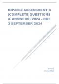 IOP4862 Assessment 4 (COMPLETE QUESTIONS & ANSWERS) 2024 - DUE 3 September 2024 -DISTINCTION GARANTEED