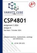 CSP4801 Assignment 5 (DETAILED ANSWERS) 2024 - DISTINCTION GUARANTEED