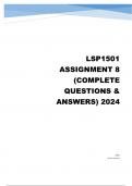 LSP1501 Assignment 8 (COMPLETE ANSWERS) 2024 - DUE 9 September 2024