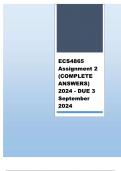 ECS4865 Assignment 2 (COMPLETE ANSWERS) 2024 - DUE 3 September 2024 - 100% satisfaction guarantee