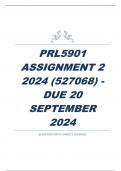 PRL5901 Assignment 2 (COMPLETE ANSWERS) 2024 (527068) - DUE 20 September 2024 - 100% satisfaction guarantee