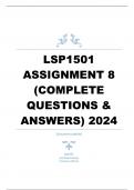 LSP1501 Assignment 8 (COMPLETE ANSWERS) 2024 - DUE 9 September 2024