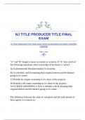 NJ TITLE PRODUCER TITLE FINAL EXAM WITH GUARANTEED ACCURATE ANSWERS |VERIFIED