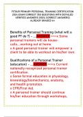 FITOUR PRIMARY PERSONAL TRAINING CERTIFICATION  2024 EXAM CORRECT 350 QUESTIONS WITH DETAILED  VERIFIED ANSWERS (100% CORRECT ANSWERS)  ALREADY GRADED A+ 