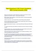   Risk Adjustment CRC Exam Questions With Correct Answers 2024