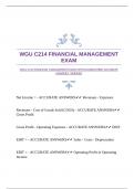 WGU C214 FINANCIAL MANAGEMENT EXAM WITH GUARANTEED ACCURATE ANSWERS |VERIFIED