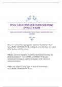 WGU C214 FINANCE MANAGEMENT (PVCC) EXAM |GUARANTEED PASS |UPDATED