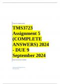 TMS3723 Assignment 5 (COMPLETE ANSWERS) 2024 - DUE 9 September 2024