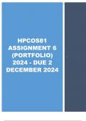 HPCOS81 Assignment 6 (COMPLETE ANSWERS PORTFOLIO) 2024 - 100% A+ GRADE