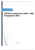 LSP1501 Assignment 8 (COMPLETE ANSWERS) 2024 - DUE 9 September 2024 - 100% VERIFIED SOLUTIONS