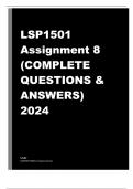 LSP1501 Assignment 8 (COMPLETE ANSWERS) 2024 - DUE 9 September 2024 - 100% EXCELEENT GRADES