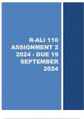 R-ALI 110 ASSIGNMENT 2 (COMPETE ANSWERS) 2024 - DUE 19 SEPTEMBER 2024 - 100% DISTICTION