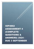 IOP4862 Assessment 4 (COMPLETE QUESTIONS & ANSWERS) 2024 - DUE 3 September 2024 - 100% DISTICTION