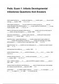 Peds: Exam 1: Infants Developmental milestones Questions And Answers