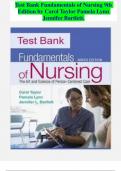 Test Bank Fundamentals of Nursing 9th Edition by Carol Taylor Pamela Lynn, Jennifer Bartlett. updated version