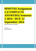 MNP3703 Assignment 2 (COMPLETE ANSWERS) Semester 2 2024 - DUE 12 September 2024 ; 100% TRUSTED Complete, trusted solutions and explanations.... 