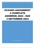 ECS4865 Assignment 2 Full Solutions 2024 - DUE 3 September 2024 ;100 % TRUSTED workings, Expert Solved, Explanations and Solutions