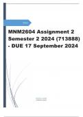 MNM2604 Assignment 2 (COMPLETE ANSWERS) Semester 2 2024 (713888) - DUE 17 September 2024 ; 100% TRUSTED Complete, trusted solutions and explanations