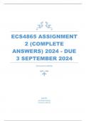 ECS4865 Assignment 2 Full Solutions 2024 - DUE 3 September 2024 ;100 % TRUSTED workings, Expert Solved, Explanations and Solutions.