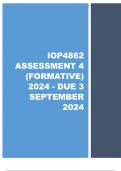 IOP4862 Assessment 4 (COMPLETE QUESTIONS & ANSWERS) 2024 - DUE 3 September 2024 ;100 % TRUSTED workings, Expert Solved, Explanations and Solutions. 