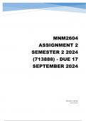 MNM2604 Assignment 2 (COMPLETE ANSWERS) Semester 2 2024 (713888) - DUE 17 September 2024 ; 100% TRUSTED Complete, trusted solutions and explanations. 