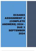 ECS4865 Assignment 2 Full Solutions 2024 - DUE 3 September 2024 ;100 % TRUSTED workings, Expert Solved, Explanations and Solutions