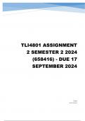 TLI4801 Assignment 2 (COMPLETE ANSWERS) Semester 2 2024 (658416)  -  DISTICTION RESULTS