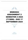 MNM2604 Assignment 2 (COMPLETE ANSWERS) Semester 2 2024 (713888) - DUE 17 September 2024 ; 100% TRUSTED Complete, trusted solutions and explanations