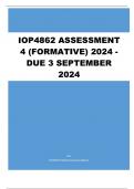 IOP4862 Assessment 4 (COMPLETE QUESTIONS & ANSWERS) 2024 - DUE 3 September 2024 ;100 % TRUSTED workings, Expert Solved, Explanations and Solutions. 