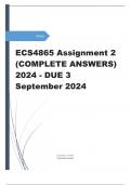 ECS4865 Assignment 2 Full Solutions 2024 - DUE 3 September 2024 ;100 % TRUSTED workings, Expert Solved, Explanations and Solutions.