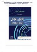 Test Bank for LPN to RN Transitions 5th Edition by Lora Claywell 9780323697972 (Complete 18 Chapters).