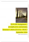 EUP1501 Assignment 2 (COMPLETE ANSWERS) Semester 2 2024 (221215) - DUE 2 September 2024