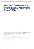 Quiz / ATI Questions For Pharm Exam 3 Atoi Pharm Exam 3 2024