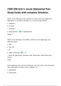 CMN 568 Unit 5 Acute Abdominal Pain Study Guide with complete Solutions |Latest 2024/2025