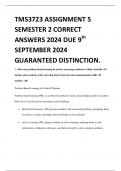 TMS3723 ASSIGNMENT 5 SEMESTER 2 CORRECT ANSWERS 2024 DUE 9th SEPTEMBER 2024 GUARANTEED DISTINCTION.