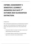 CSP4801 ASSIGNMENT 5 SEMESTER 2 (CORRECT ANSWERS) DUE DATE 7th OCTOBER 2024 GUARANTEED DISTINCTION.