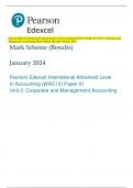 Pearson Edexcel International Advanced Level In Accounting (WAC12) Paper 01 Unit 2: Corporate and  Management Accounting Mark Scheme (Results) January 2024