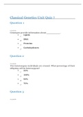 BIOL 103 Quiz 7 Classical Genetics Unit Answered