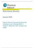 Pearson Edexcel International Advanced Subsidiary Level In Biology (WBI11) Paper 01: Molecules, Diet,  Transport and Health Mark Scheme (Results) January 2024