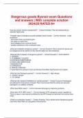 Dangerous goods Ryanair exam Questions and answers | With complete solution 2024/25 RATED A+