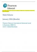 Pearson Edexcel International Advanced Level In Business (WBS14)Unit 4: Global Business Mark Scheme January 2024 (Results