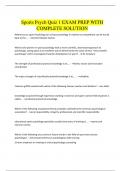 Sports Psych Quiz 1 EXAM PREP WITH  COMPLETE SOLUTION