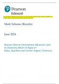 Pearson Edexcel International Advanced Level In Chemistry (WCH14) Paper 01 Rates, Equilibria and  Further Organic Chemistry Mark Scheme (Results) June 2024