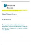 Pearson Edexcel International Advanced Subsidiary Level In Chemistry (WCH12) Paper 01 Energetics, Group  Chemistry, Halogenoalkanes and Alcohols Mark Scheme (Results) Summer 2024