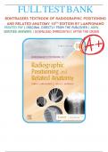 Test Bank for Bontrager's Textbook of Radiographic Positioning and Related Anatomy 10th Edition by John Lampignano; Leslie E. Kendrick|9780323653671| All Chapters  1-20| LATEST