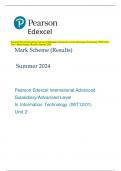 Pearson Edexcel International Advanced Subsidiary/Advanced Level In Information Technology (WIT12/01)  Unit 2 Mark Scheme (Results) Summer 2024