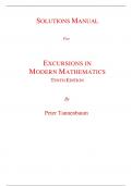 Solutions Manual For Excursions in Modern Mathematics 10th Edition By Peter Tannenbaum (All Chapters, 100% Original Verified, A+ Grade) 