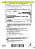 Pearson Edexcel International Advanced Level Mathematics International Advanced Subsidiary/Advanced Level Mechanics  M1 QP MAY 2024