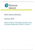 Pearson Edexcel International Advanced Level In Decision Mathematics (WDM11) Paper 01 Mark Scheme (Results) Summer 2024